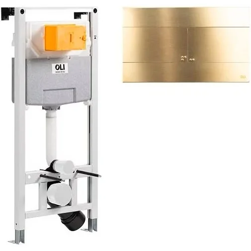 Инсталляция для унитаза OLI120 + клавиша Slim Inox золото, 885052+888565