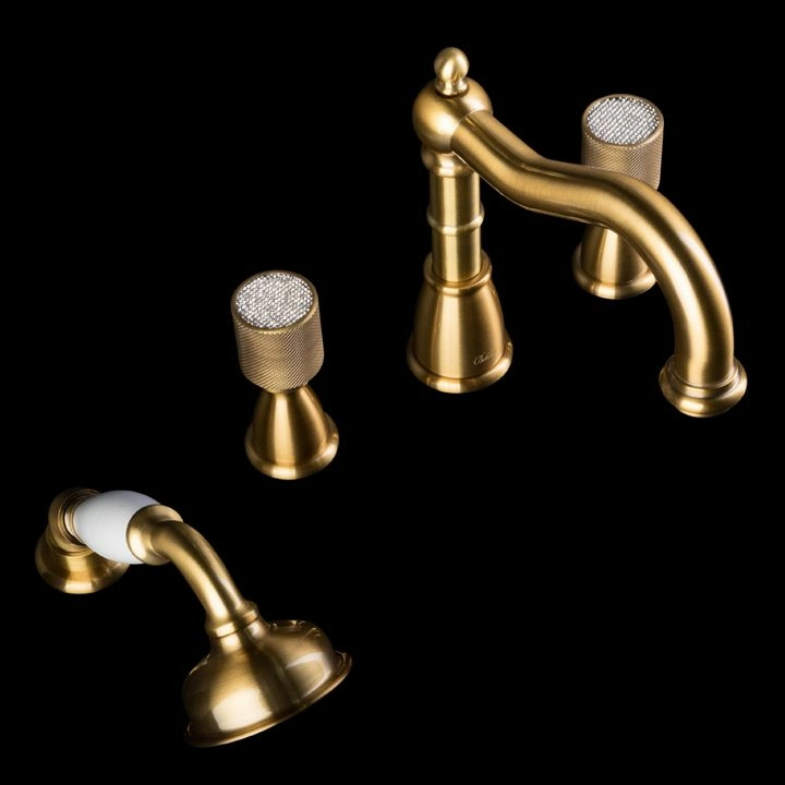 Смеситель для ванны с гарнитуром Boheme Royal Crystal Bronze, 391