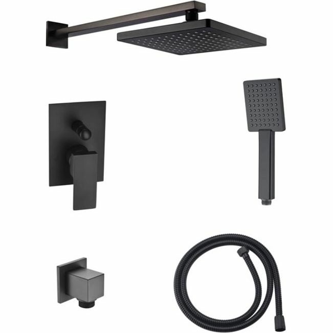 Душевая система скрытого монтажа c изливом Ahti Hamina Black, HA405318