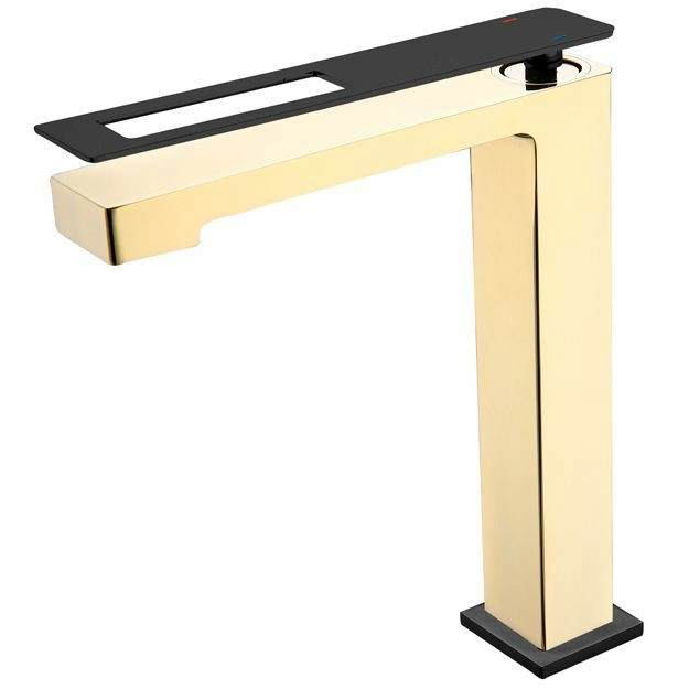Высокий смеситель для умывальника Boheme Q Gold/Black, 142-GB