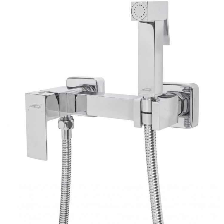 Смеситель с гигиеническим душем Hansberge Cubito хром H0077C