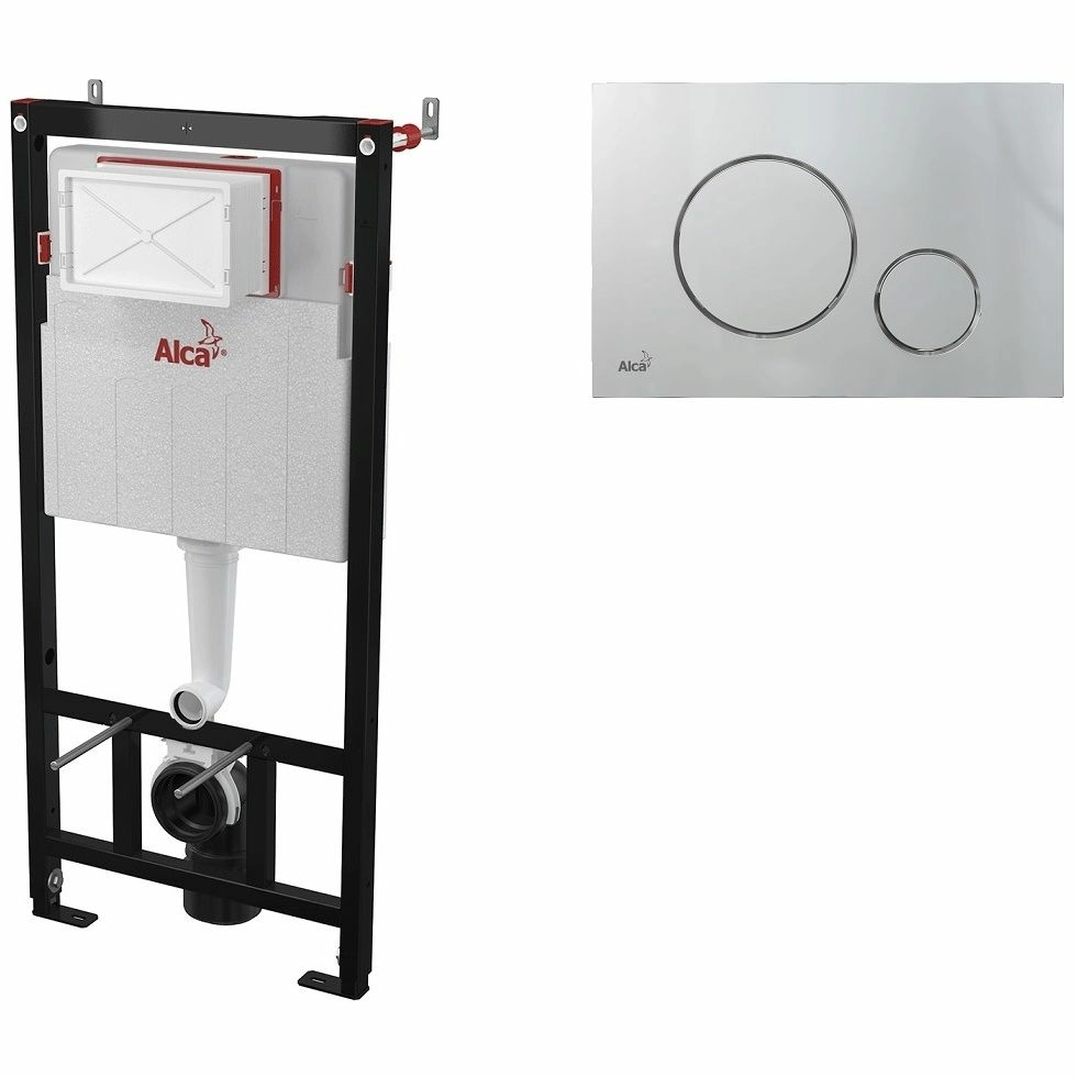 Инсталляция для унитаза Alcaplast AM101/1120 и клавиша смыва M672 (хром матовая), AM101/1120+M672
