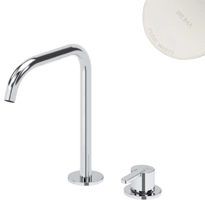Смеситель для раковины на 2 отверстия настольный Bruma Leaf 167 002 4PW Pure White, 1670024PW