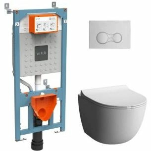 Подвесной унитаз VitrA Sento L-Box с сиденьем с микролифтом, инсталляцией и панелью, 9830B003-7207