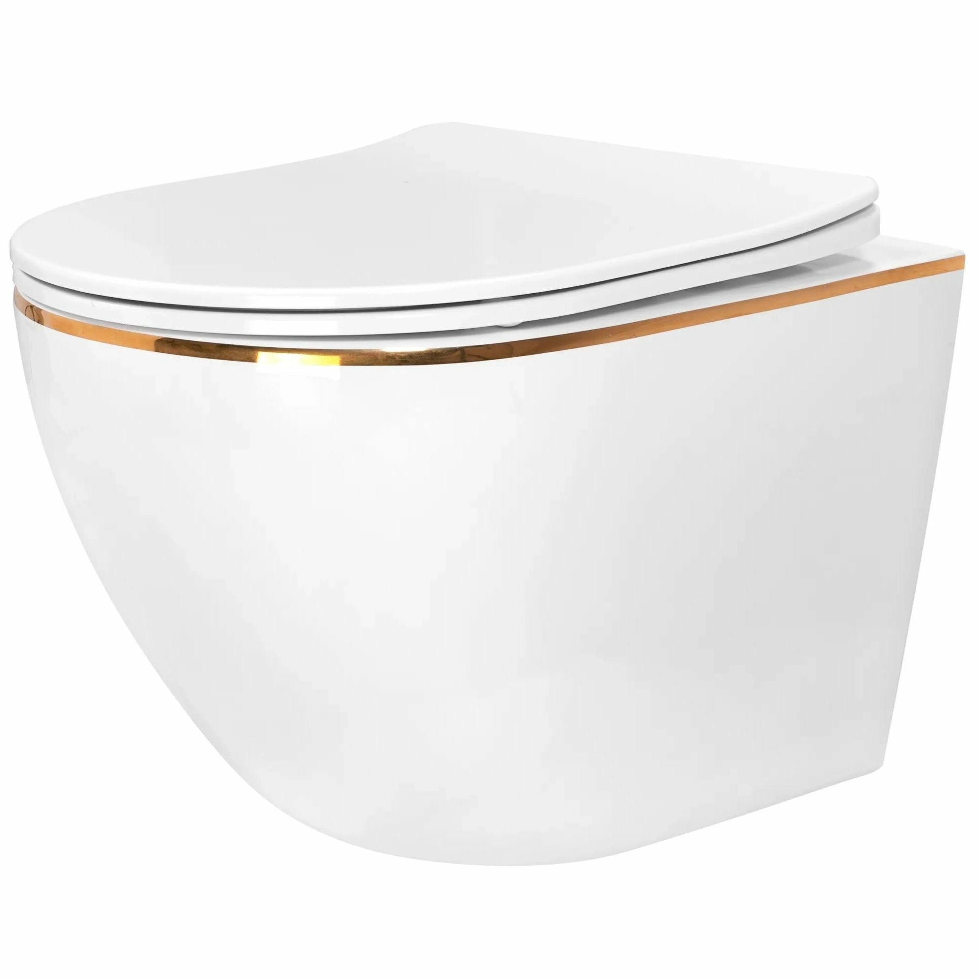 Унитаз подвесной Rea Carlo Mini Duroplast Flat Gold Edge, REA-C1222