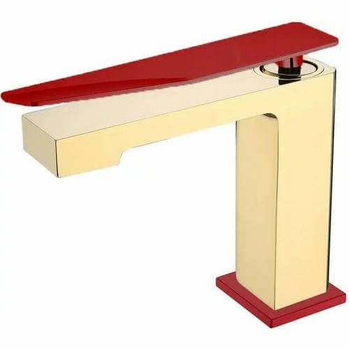 Смеситель для умывальника Boheme Q2 Gold/Red, 141-GR.2