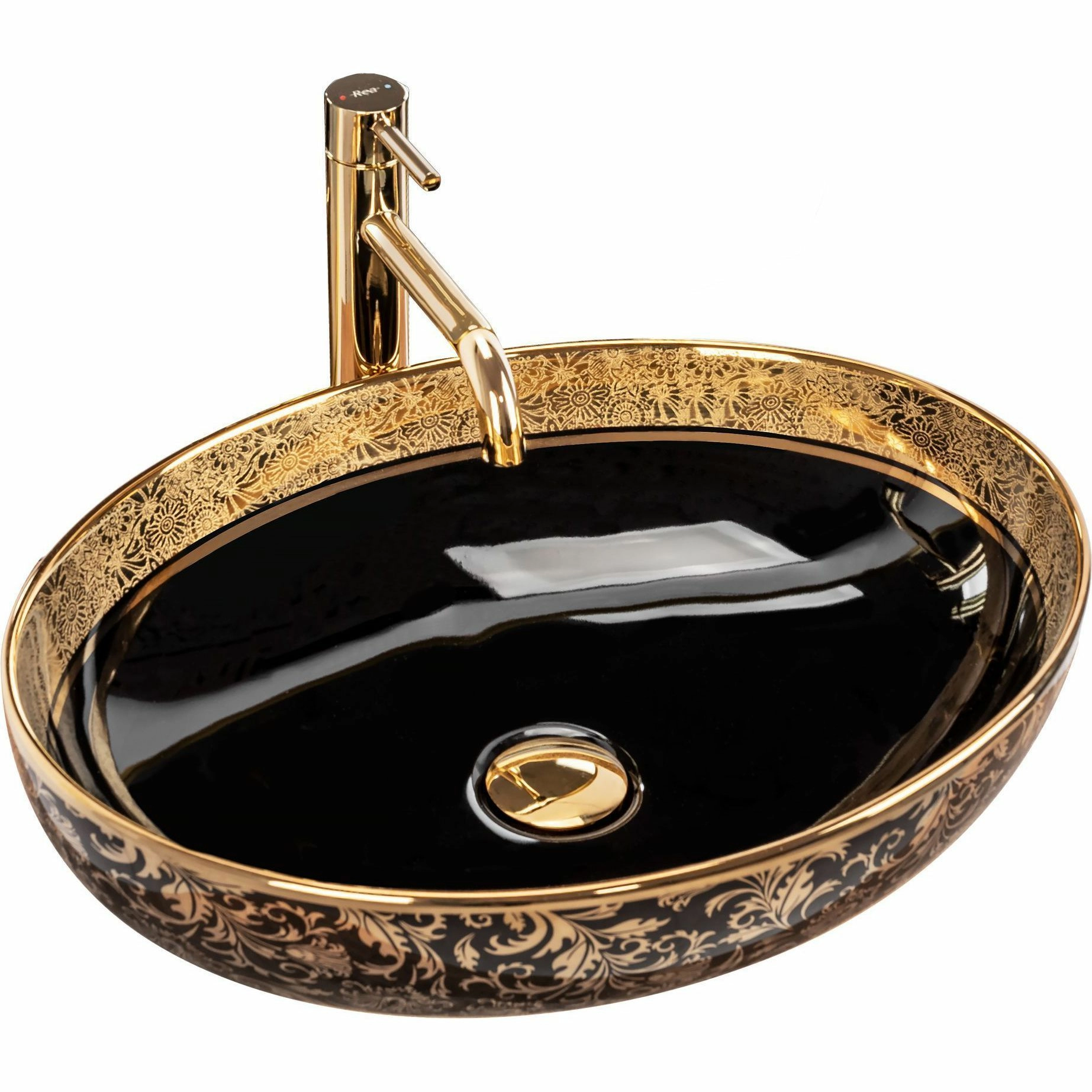 Умывальник Rea Margot Black Gold 52x40, REA-U8978