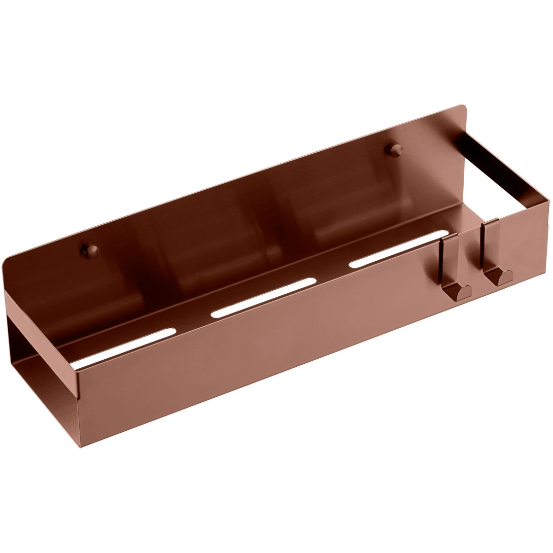 Полка для принадлежностей с 2 крючками Boheme Q Bronze Brushed, 10965-BRB