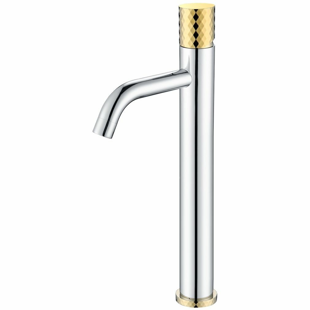Высокий смеситель для умывальника Boheme Stick Diamond Chrome/Gold, 122-CRG