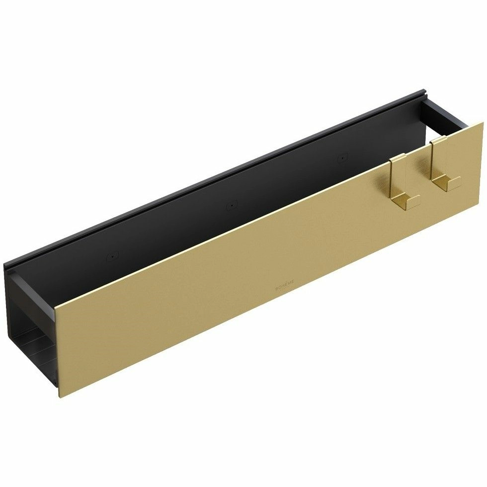 Полка настенная откидная 60 см с 2 крючками Boheme Uno Matt Gold, 10966-MG
