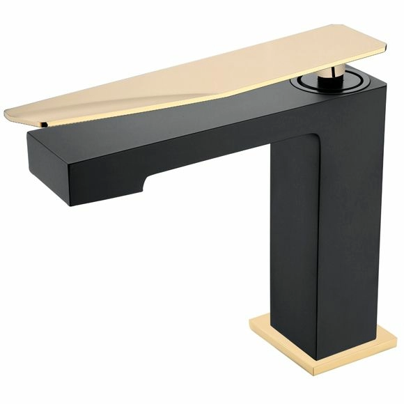Смеситель для умывальника Boheme Q2 Black/Gold, 141-BG.2