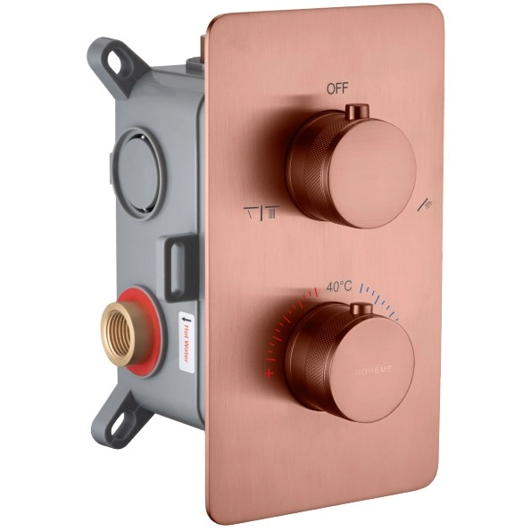 Смеситель встроенный с термостатом 2 выхода Boheme Cell Copper Brushed, 134-2-CB