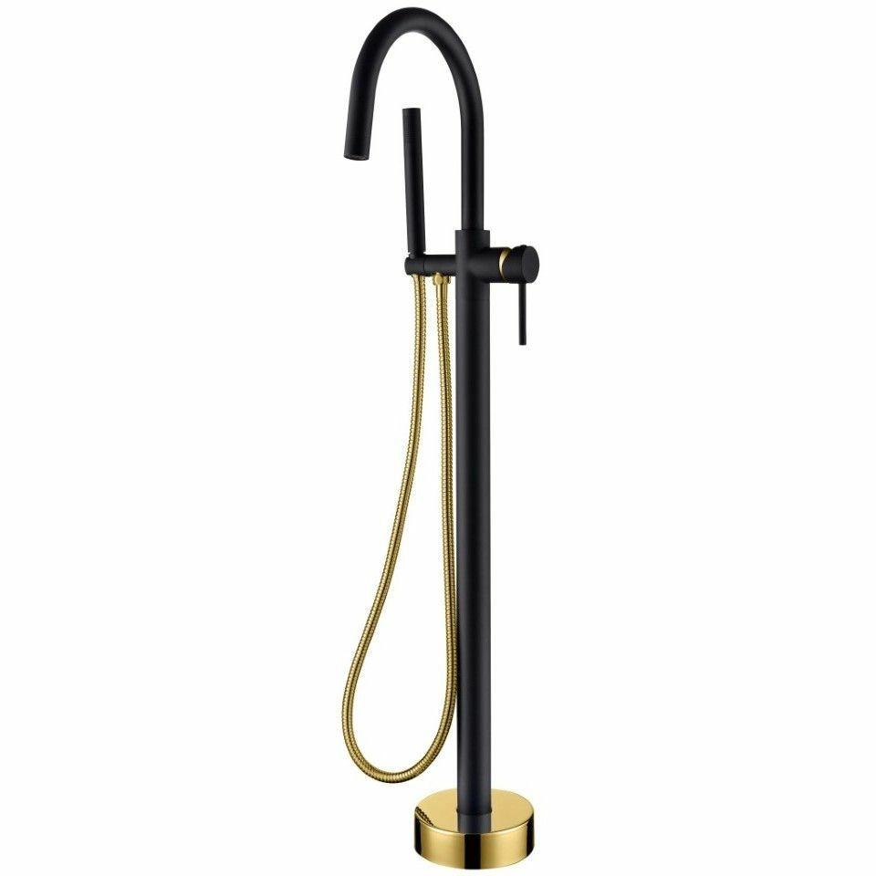 Смеситель напольный Boheme Uno Black/Gold, 469-BG