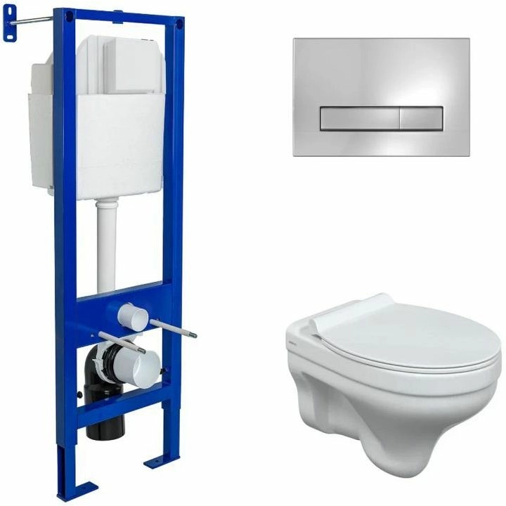 Комплект Berges Atom Line 410, кнопка хром глянцевый, унитаз Albit S, сиденье Top Slim, 042443