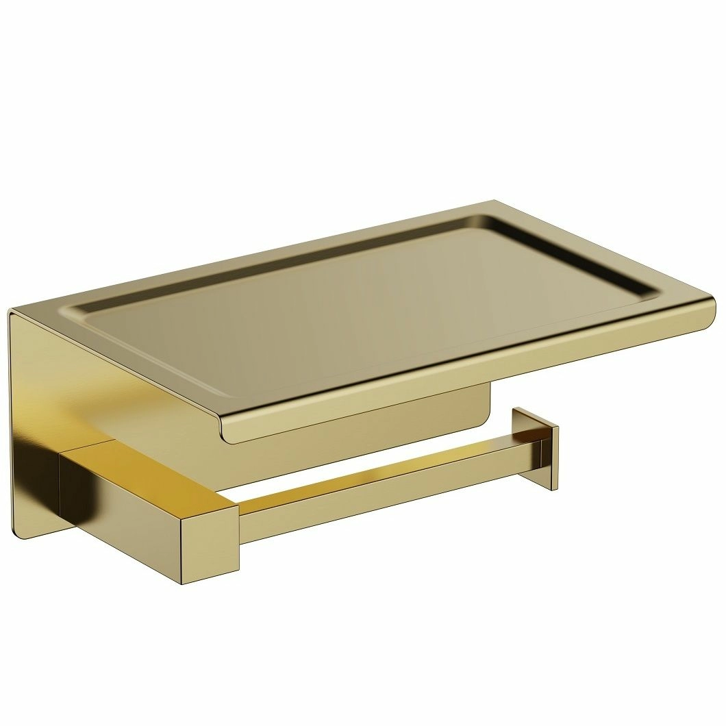 Бумагодержатель с полкой для телефона Timo Selene Brushed Gold, 17044/17