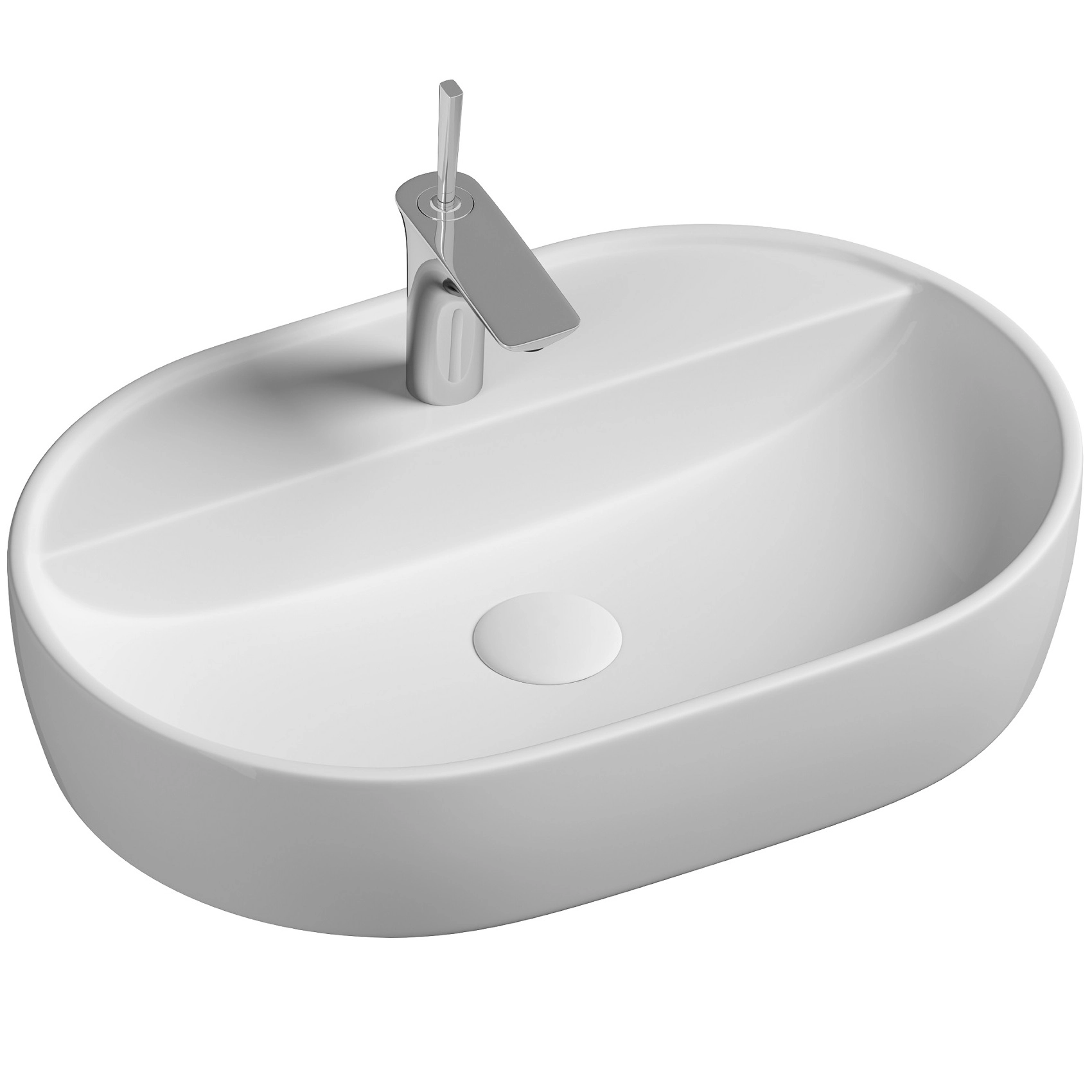 Умывальник чаша накладная овальная CeramicaNova Element 60x40, CN6035