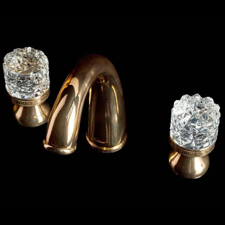 Смеситель для раковины на 3 отверстия Boheme Crystal Gold, 297