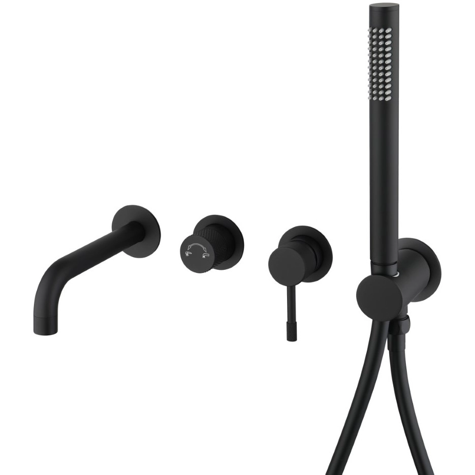 Смеситель для ванны встроенный Boheme Uno Matt Black, 464-3-B