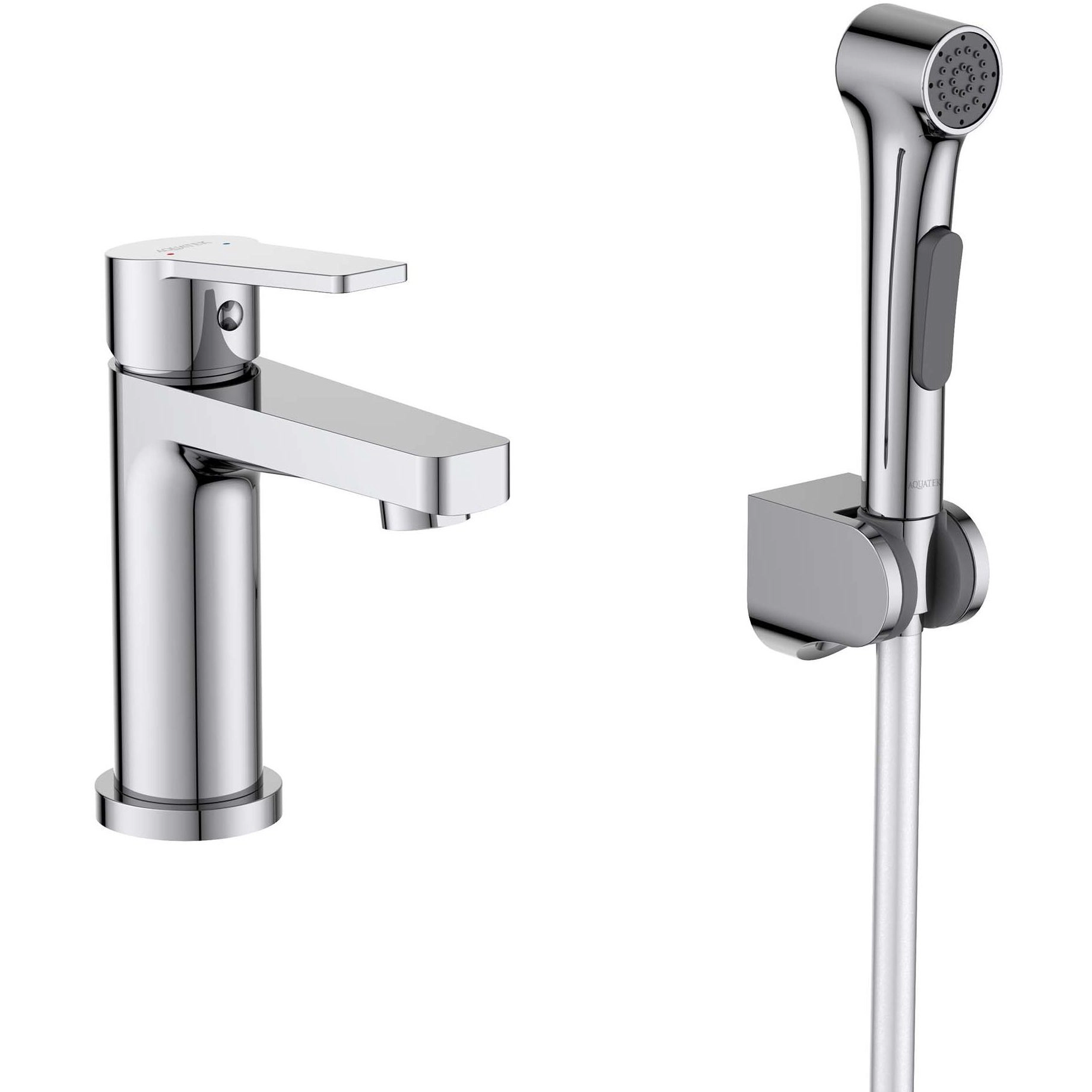 Смеситель для раковины 106 с гигиеническим душем Aquatek Лугано, AQ1712CR