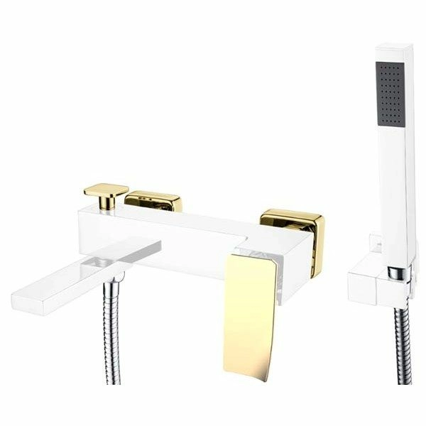 Смеситель для ванны встроенный Boheme Q2 White/Gold, 143-WG.2