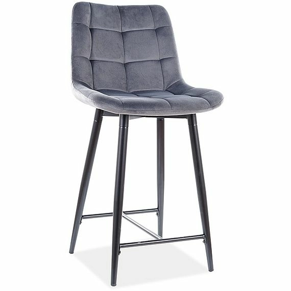 Стул барный Signal Chic H-2 Velvet Bluvel 14 серый/черный, CHICH2VCSZ