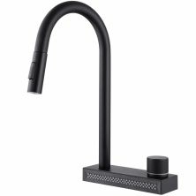 Смеситель для кухни с выдвижной лейкой Abber Wasser Kreis черный матовый, AF8114B