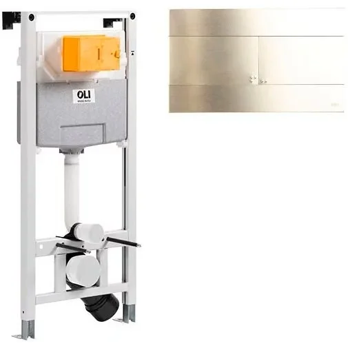 Инсталляция для унитаза OLI120 + клавиша Slim Inox белое золото, 885052+888561