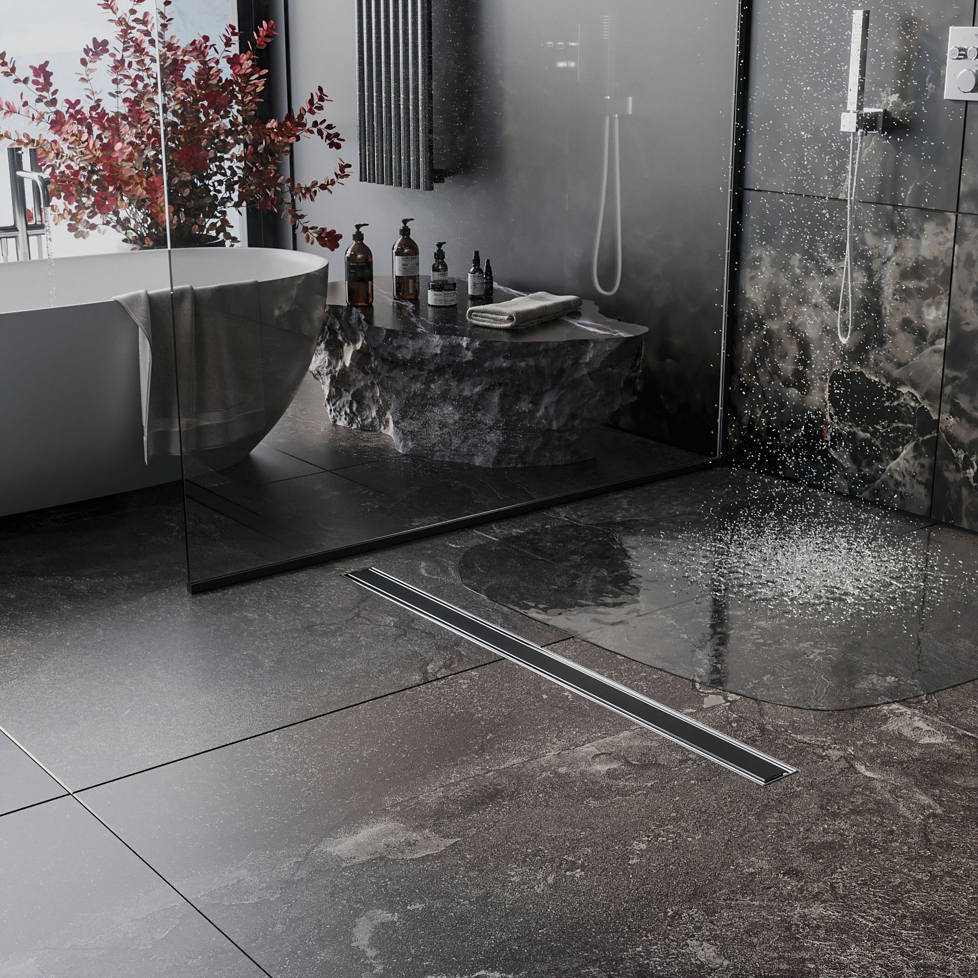 Душевой трап Roxen Black Glass