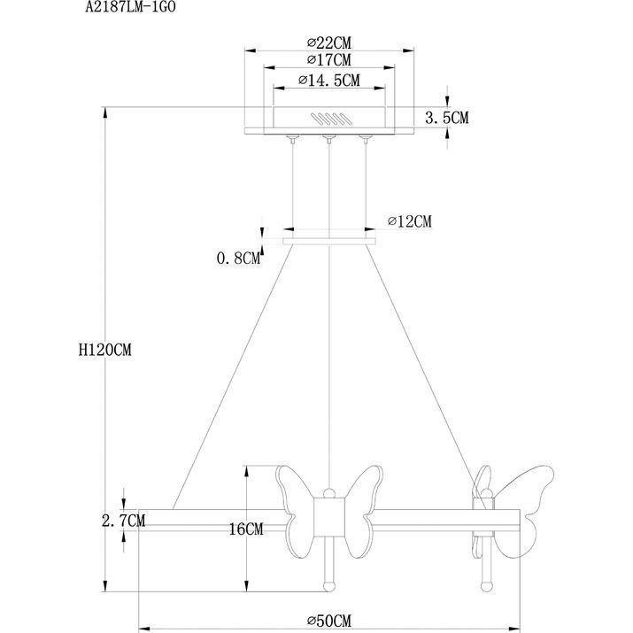 Подвесная люстра Arte Lamp Darcy, A2187LM-1GO