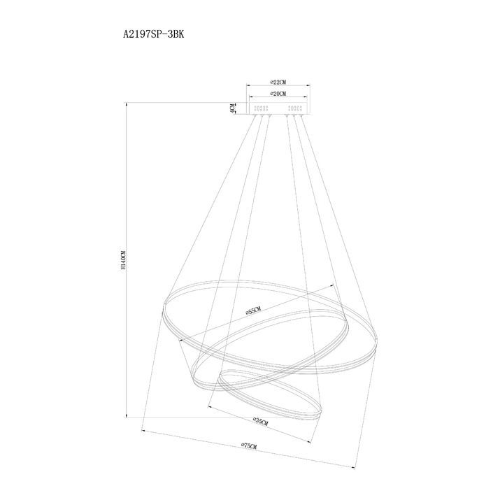 Подвесная люстра Arte Lamp Frodo, A2197SP-3BK