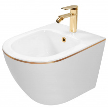 Биде подвесное Rea Carlo Mini White Gold Edge, REA-C6990