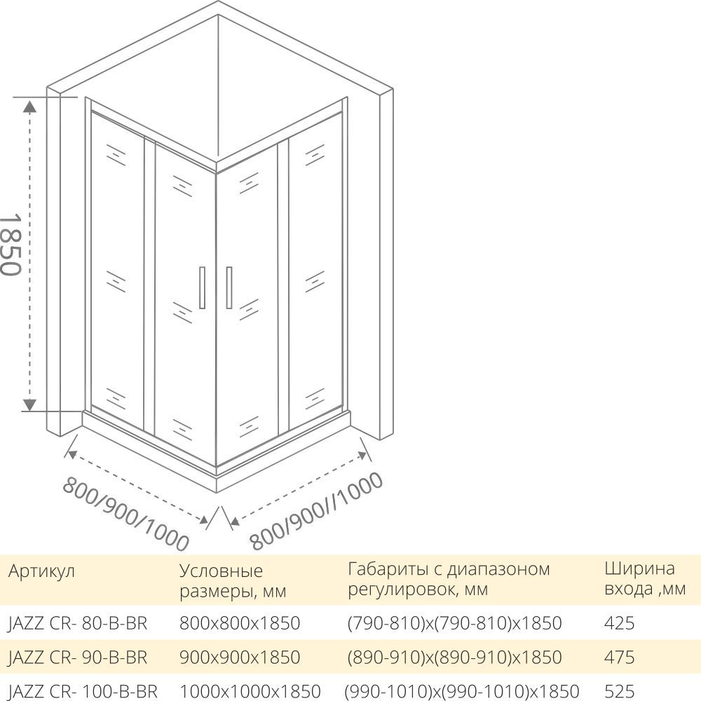 Душевой уголок Good Door Jazz Gold CR