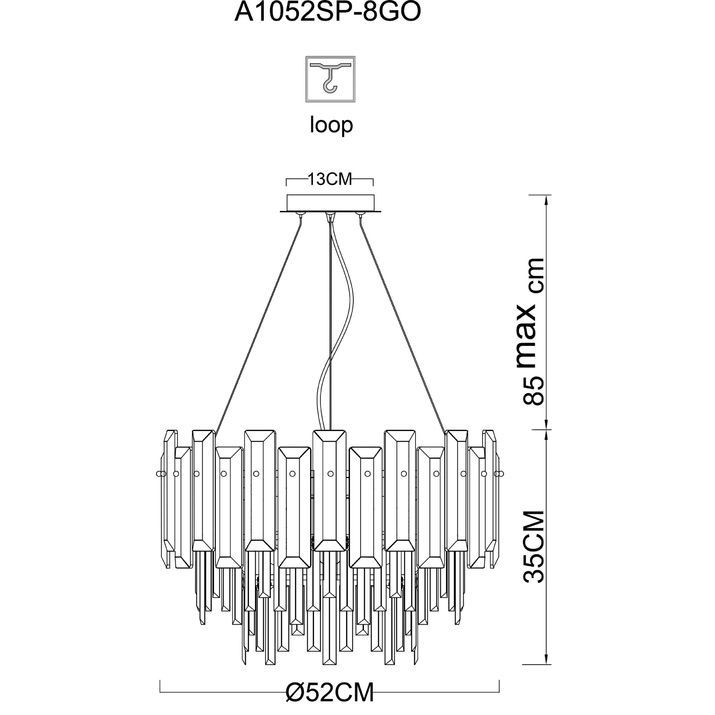 Подвесная люстра Arte Lamp Nicoletta, A1052SP-8GO