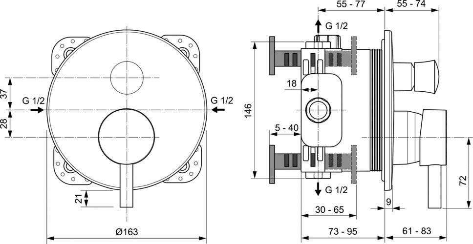 Смеситель скрытого монтажа Ideal Standard Ceraline, A7389AA