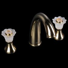 Смеситель для раковины на 3 отверстия Boheme Camelia Gold, 297