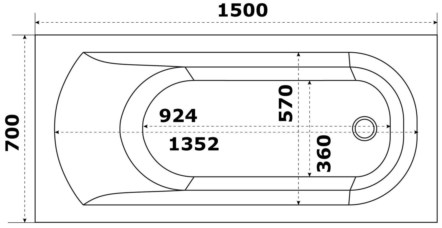 Акриловая ванна BAS Нирвана 150x70, 170x70, 170x75, 180x80