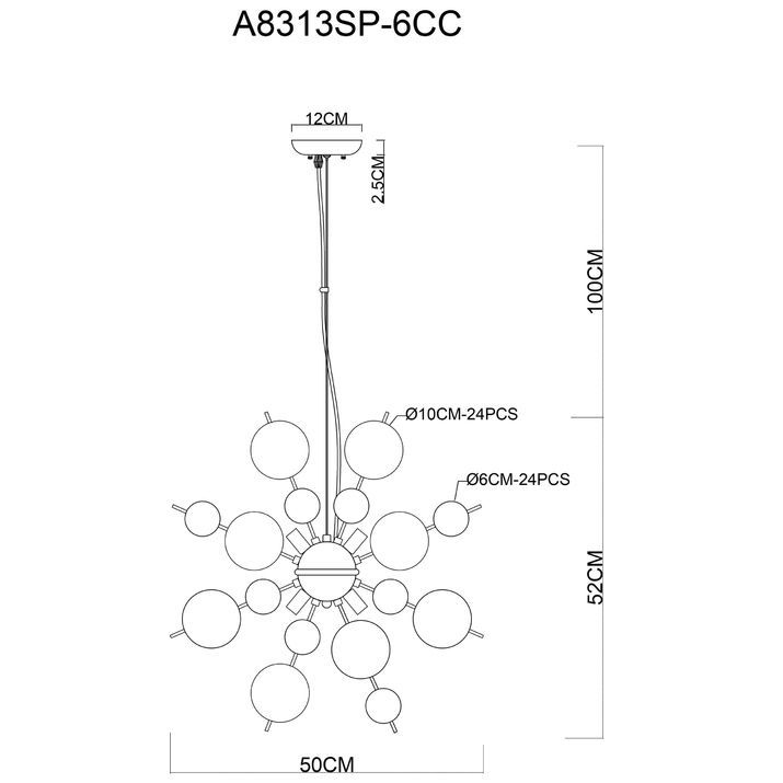 Подвесная люстра Arte Lamp Molecule, A8313SP-6CC