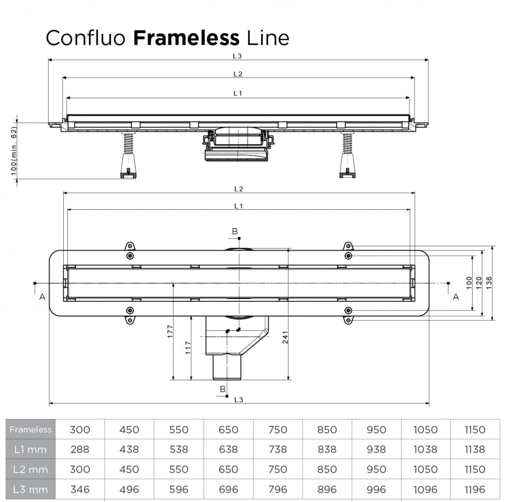 Трап душевой Pestan Confluo Frameless Line Black Glass