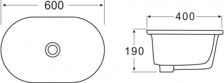 Раковина керамическая накладная Belbagno 60x40, BB1004