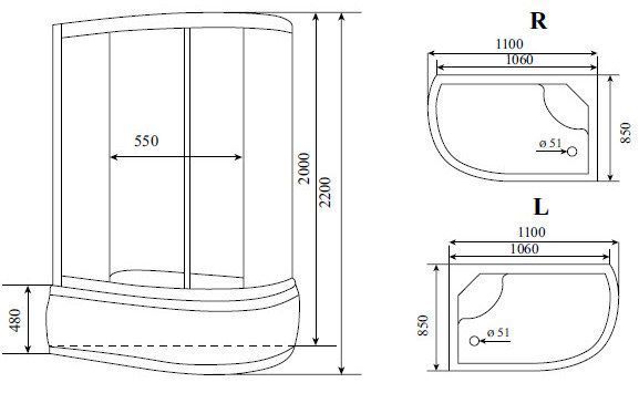 Душевая кабина Timo Standart T-1110 P 110x85