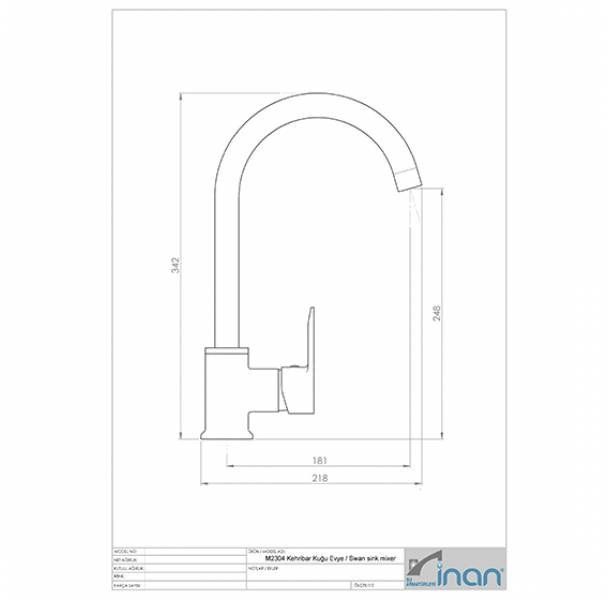 Смеситель для кухни Inan Kehribar, M2304