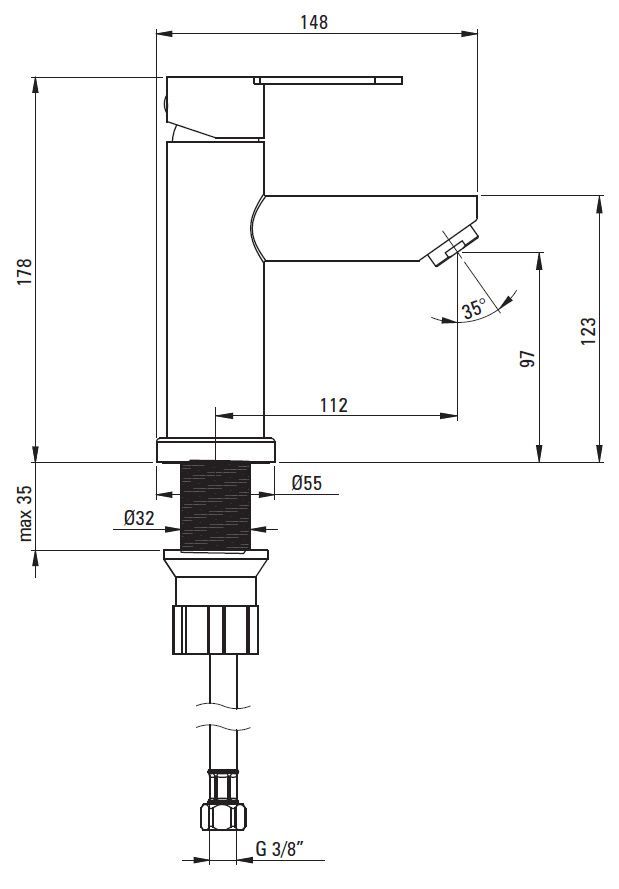 Смеситель для раковины Deante Neo Lupo Steel, BLU_F20M