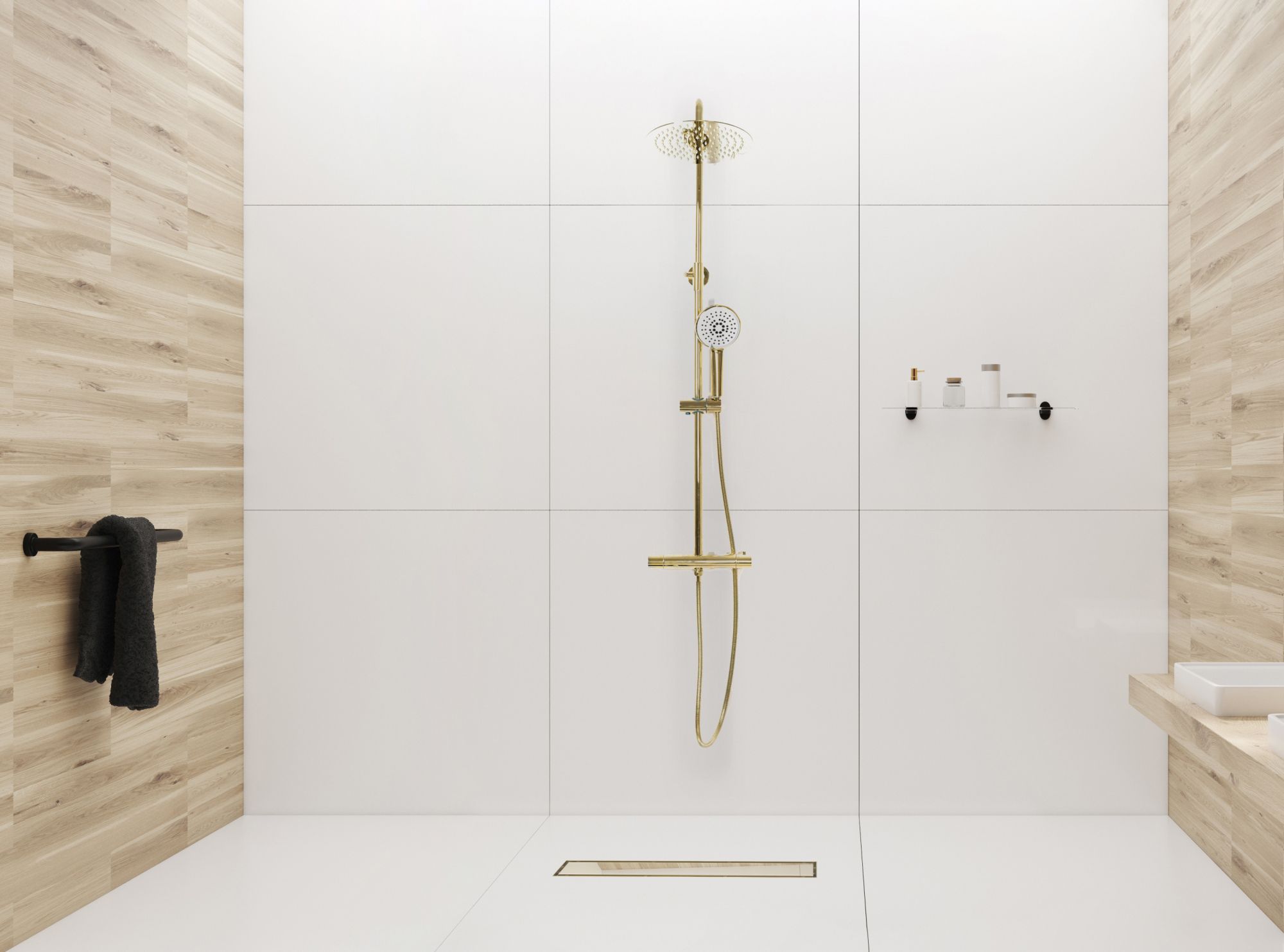 Трап душевой Rea Pure Neo Pro Mirror L.Gold